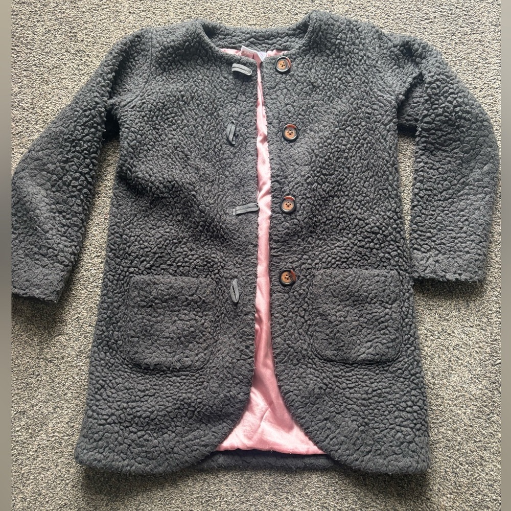 Hanna Andersson Charcoal Jacket with Pink Interior